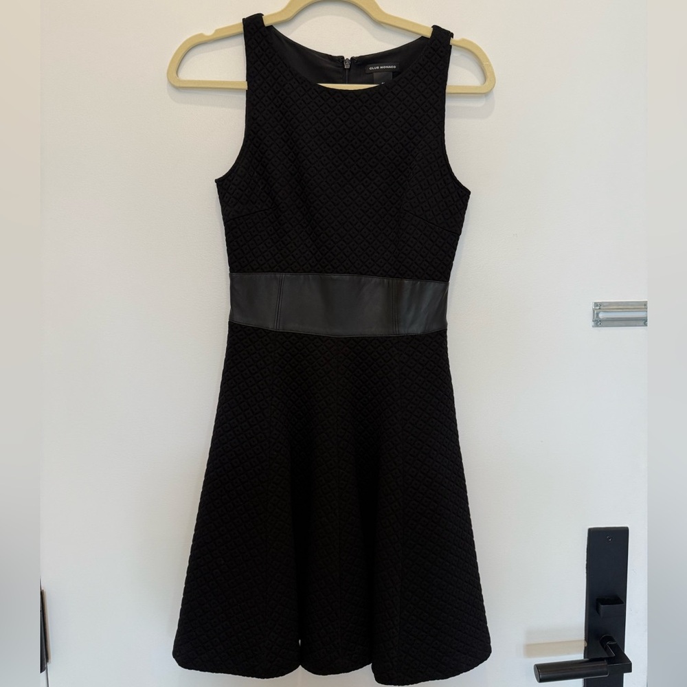 Club Monaco Black Textured Midi Dress